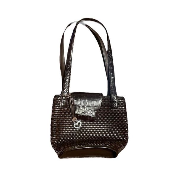 Brighton Handbags - Brighton Dark Brown Vintage Picnic Basket Raffia Shoulder Purse.